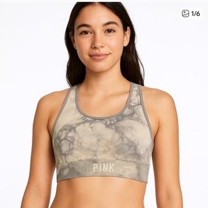 PINK Victoria's Secret Tie Dye Padded
Sports Bra Gray